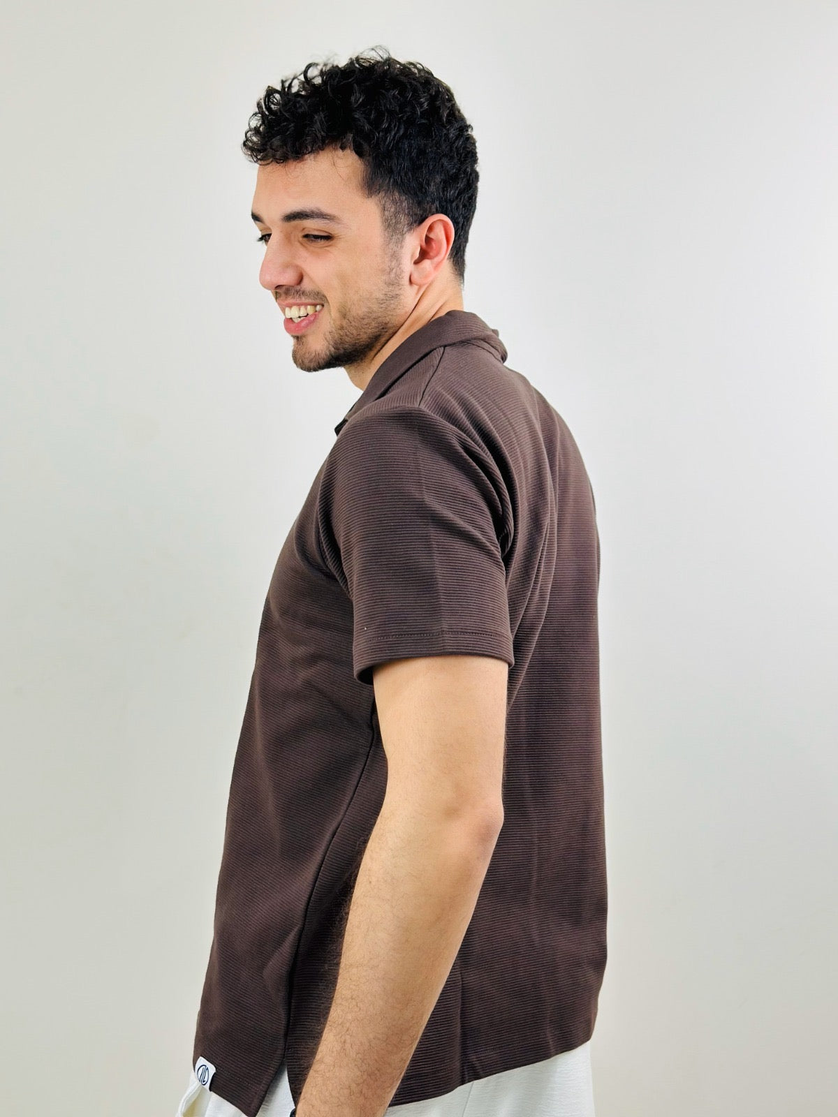 HAWYA Micro-Textured Tailored Polo ( Espresso Brown )