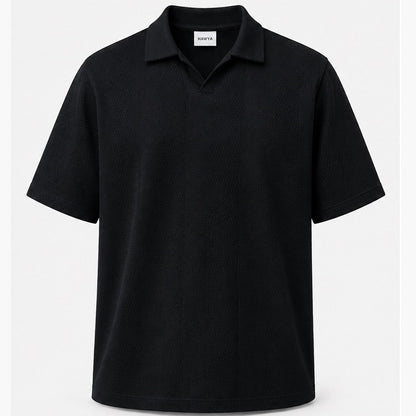 HAWYA Micro-Textured Tailored Polo ( Black )