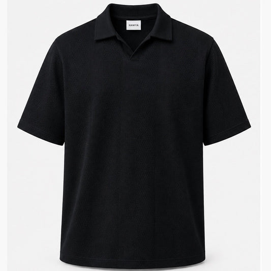 HAWYA Micro-Textured Tailored Polo ( Black )