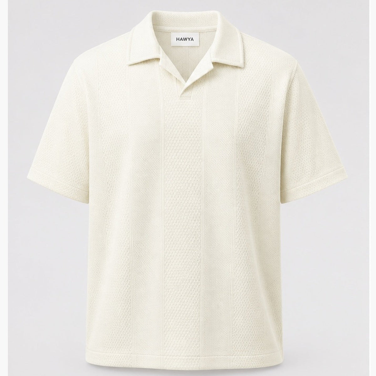 HAWYA Micro-Textured Tailored Polo - Off-White / Cream