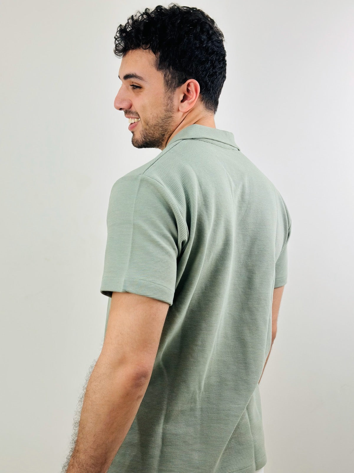 HAWYA Micro-Textured Tailored Polo Sage Green