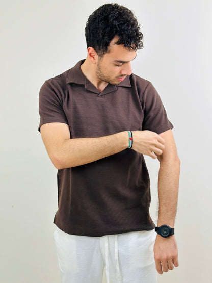 HAWYA Micro-Textured Tailored Polo ( Espresso Brown )