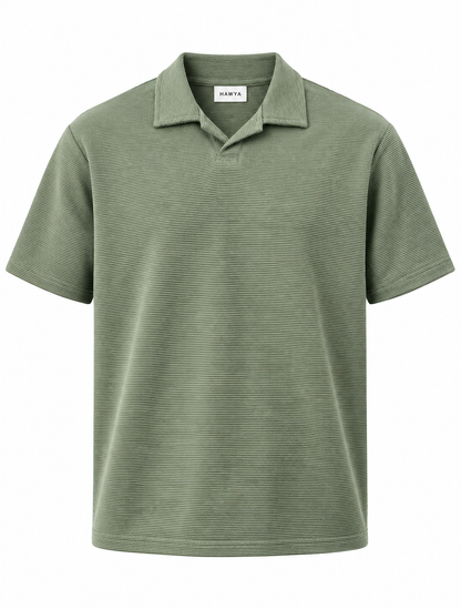 HAWYA Micro-Textured Tailored Polo Sage Green
