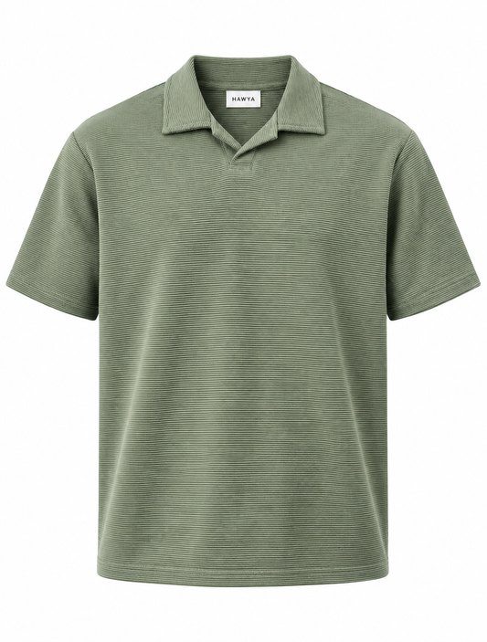 HAWYA Micro-Textured Tailored Polo Sage Green