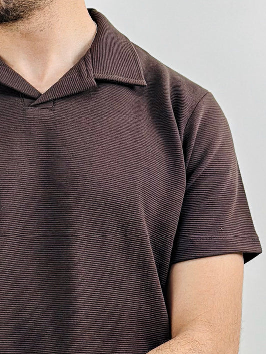 HAWYA Micro-Textured Tailored Polo ( Espresso Brown )