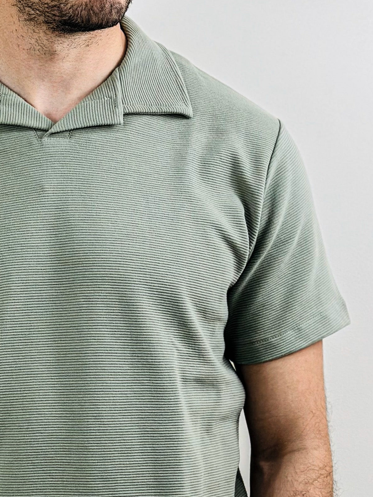 HAWYA Micro-Textured Tailored Polo Sage Green