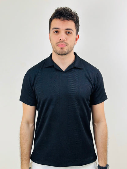 HAWYA Micro-Textured Tailored Polo ( Black )