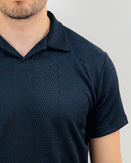 HAWYA Micro-Textured Tailored Polo ( Black )