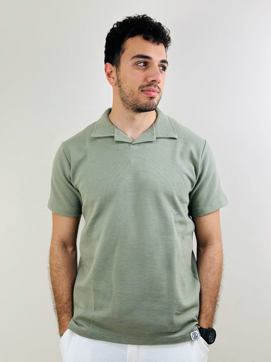 HAWYA Micro-Textured Tailored Polo Sage Green