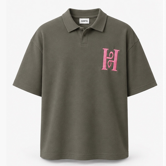 HAWYA "H" Embroided Boxy Polo Tee